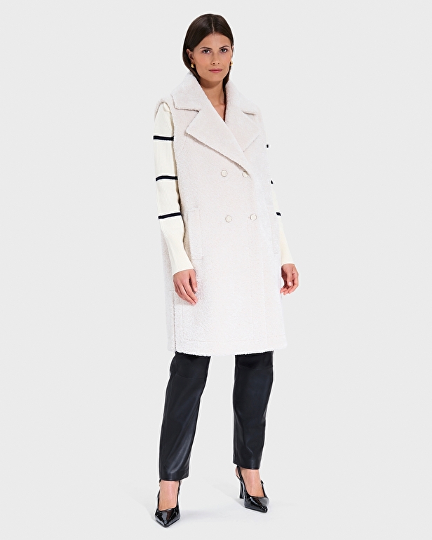 Macaria Coat Ecru Long Sleeveless Coat ZAPA