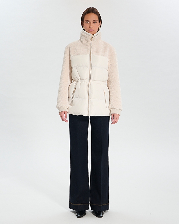 Melisse coat Short two-material ecru coat ZAPA