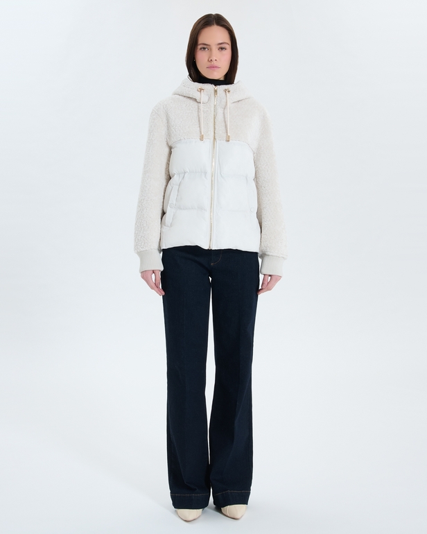 Mey coat Short ecru bi-material coat ZAPA