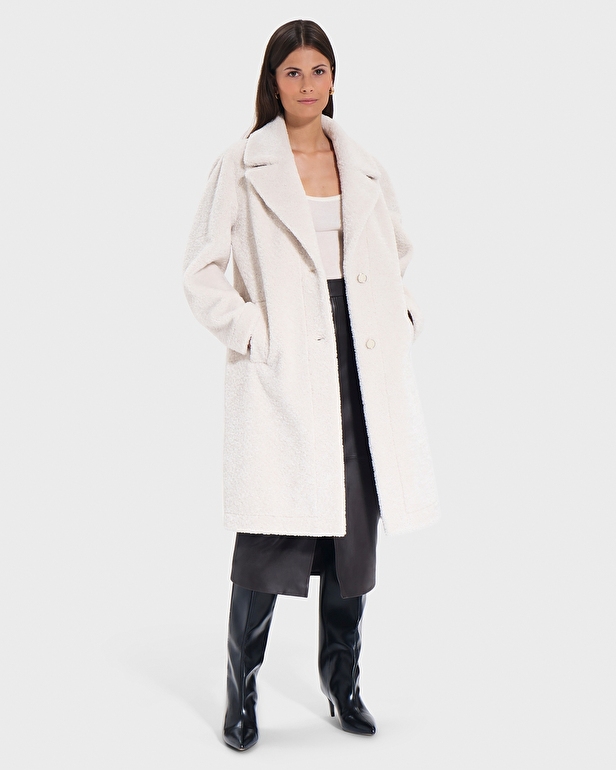 Mississippo Coat Ecru Long Faux Fur Coat ZAPA