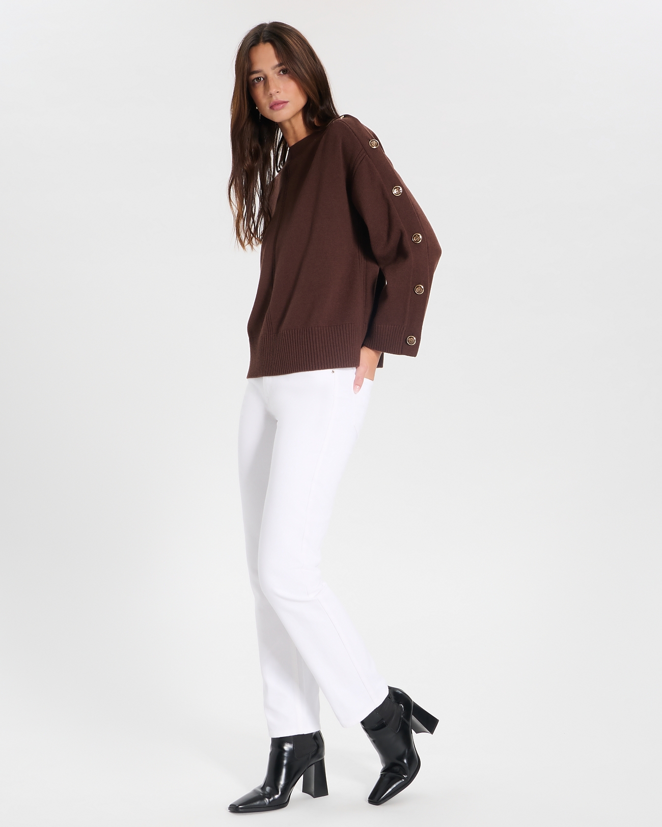 Nili sweater Chocolate boat neck sweater ZAPA