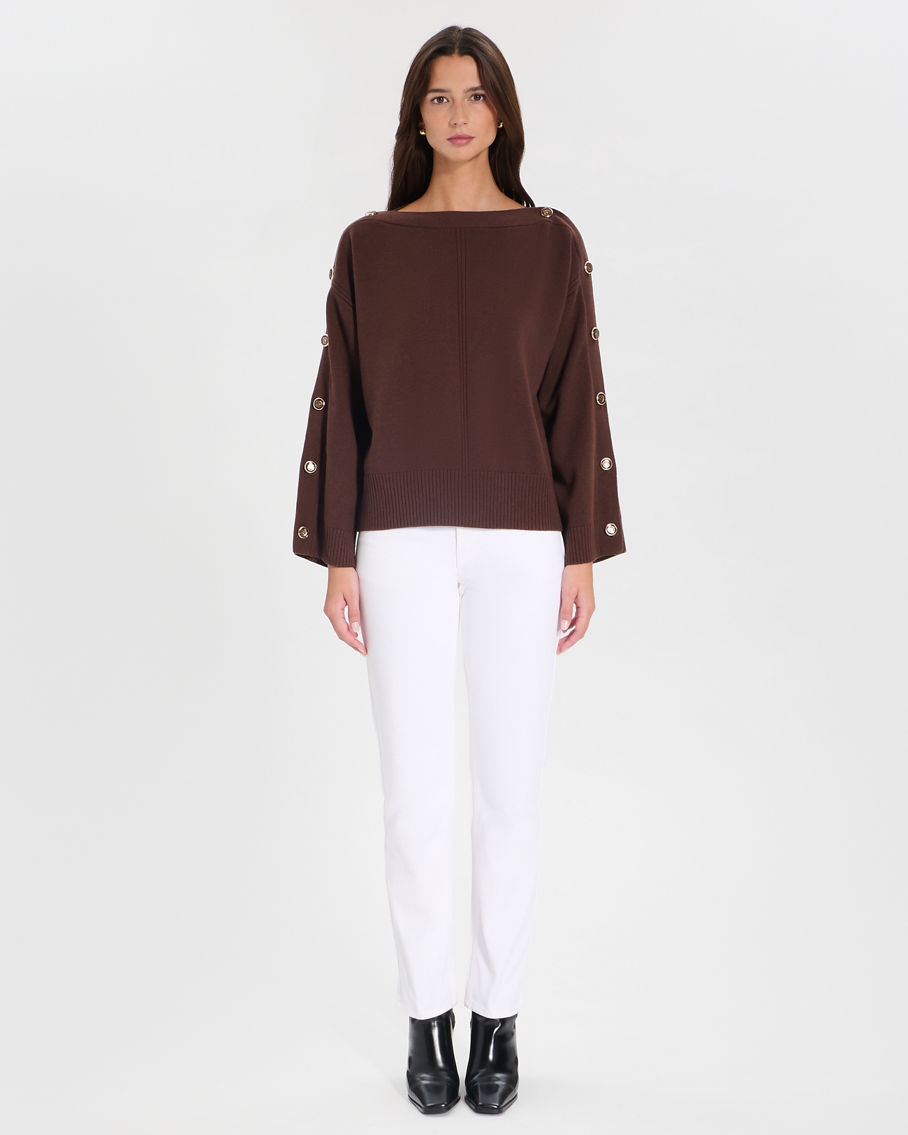 Nili sweater Chocolate boat neck sweater ZAPA
