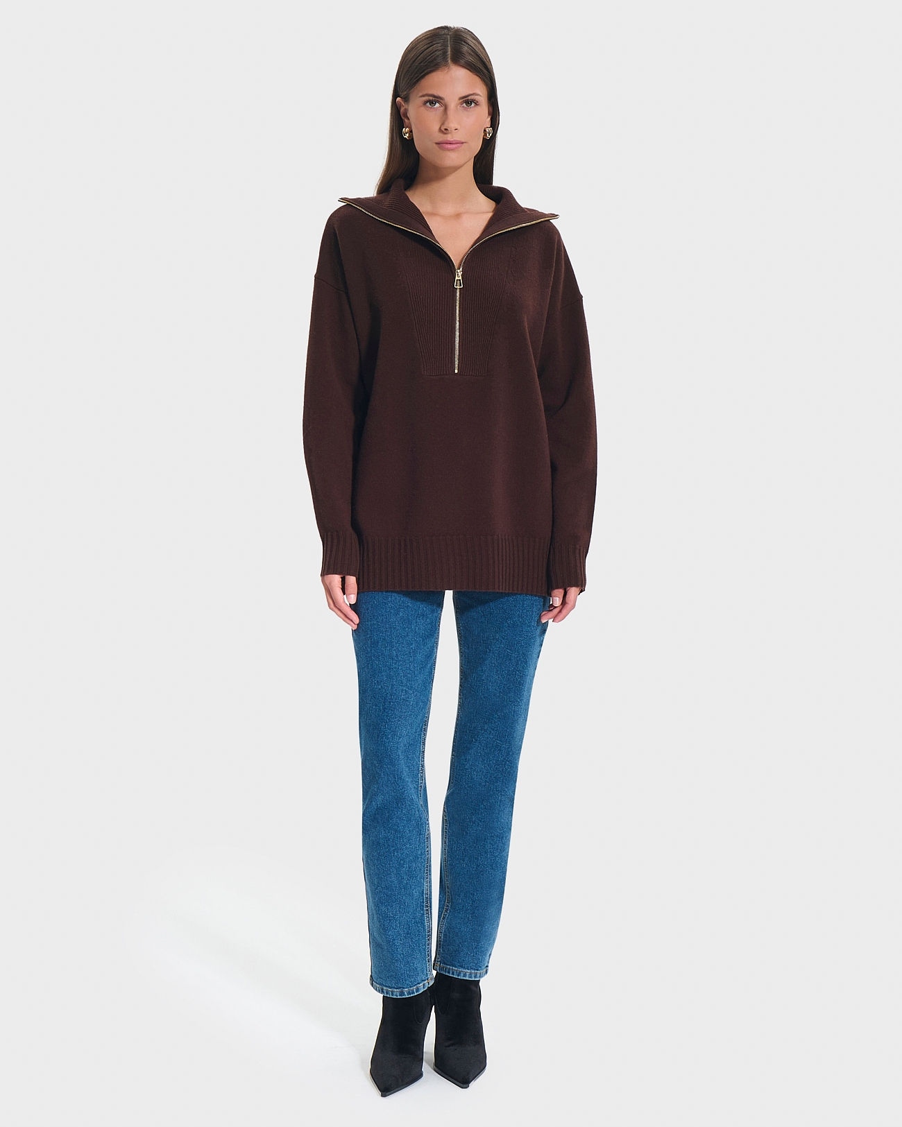 Nabu sweater Mid-length chocolate sweater ZAPA