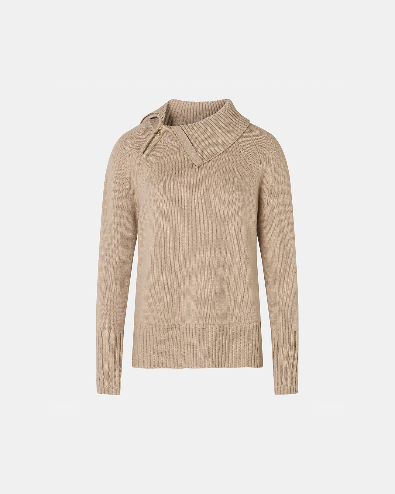 Nuala sweater Camel asymmetrical collar sweater ZAPA