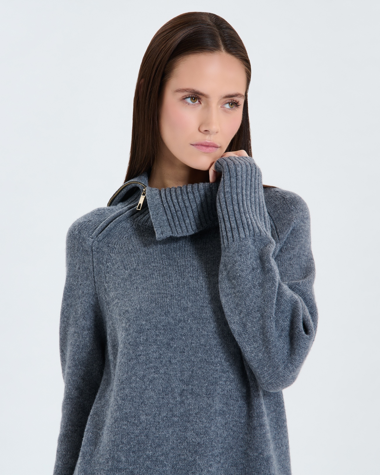 Nuala sweater Gray wool hooded sweater ZAPA