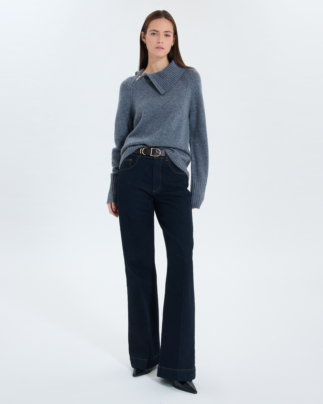 Nuala sweater Gray wool hooded sweater ZAPA