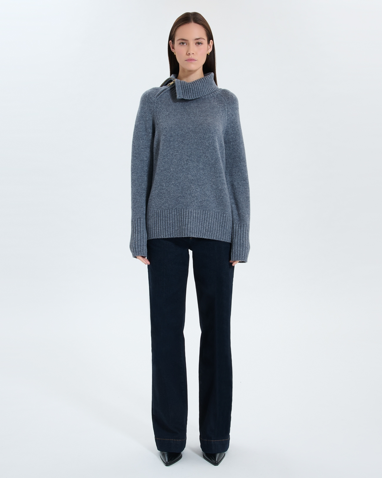 Nuala sweater Gray wool hooded sweater ZAPA