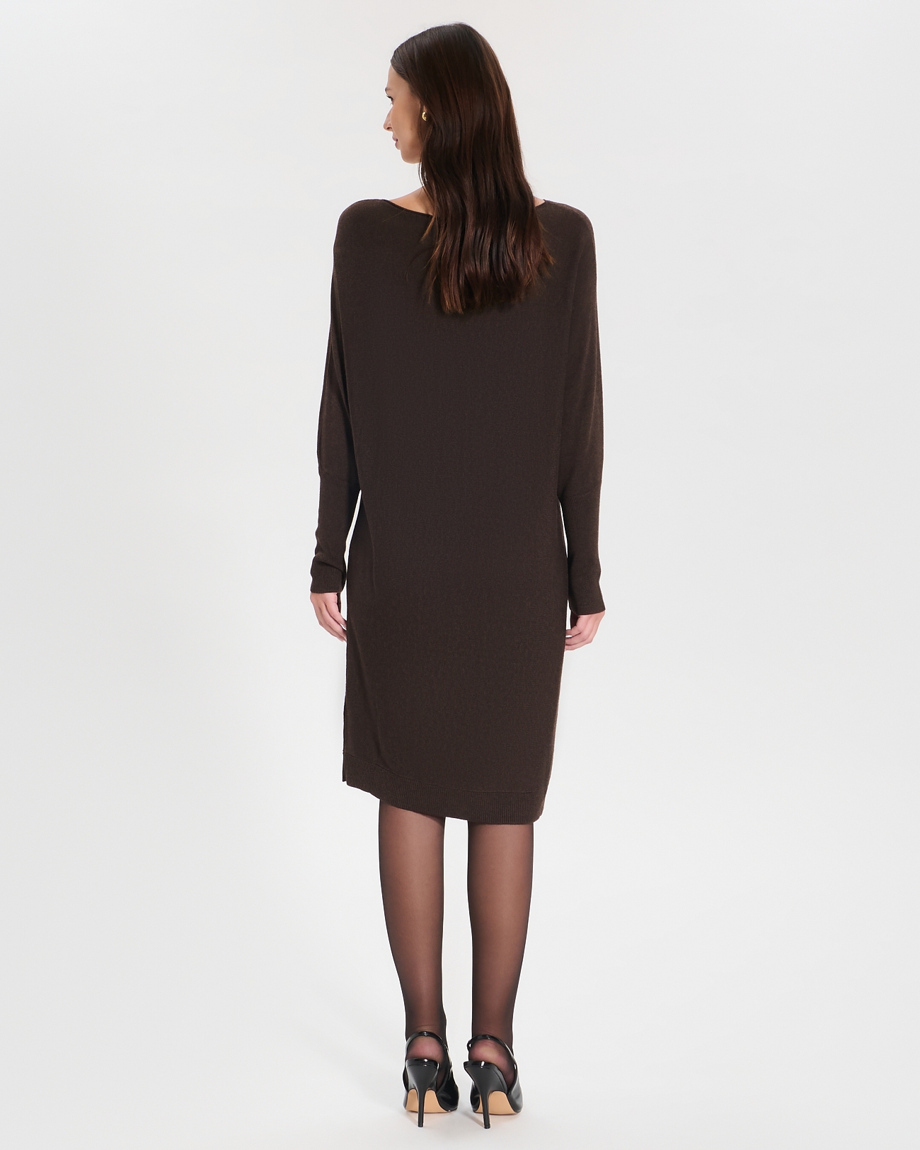 Rendy knit dress Chocolate knit mid-length dress ZAPA