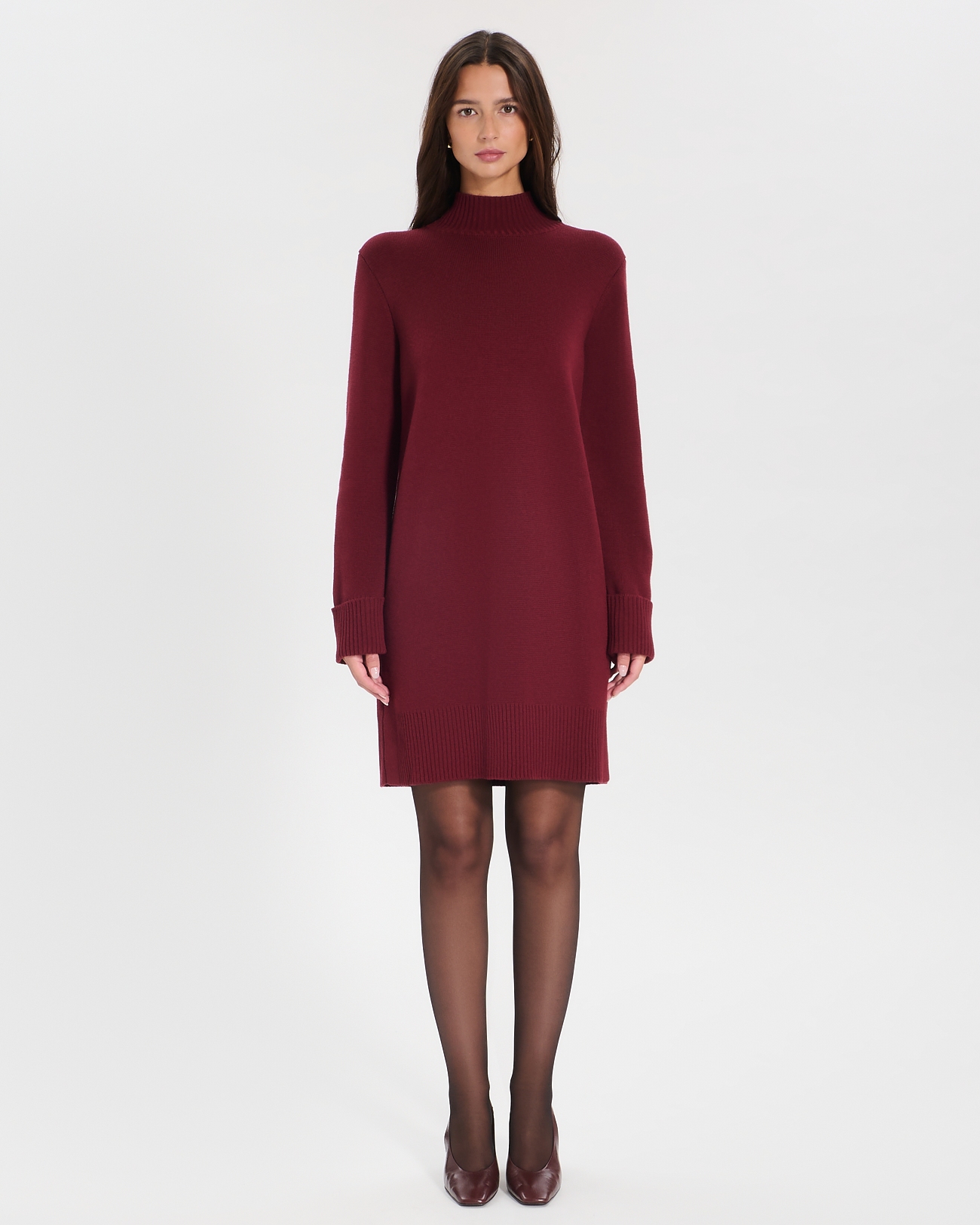 Ritan dress Short burgundy knit dress ZAPA