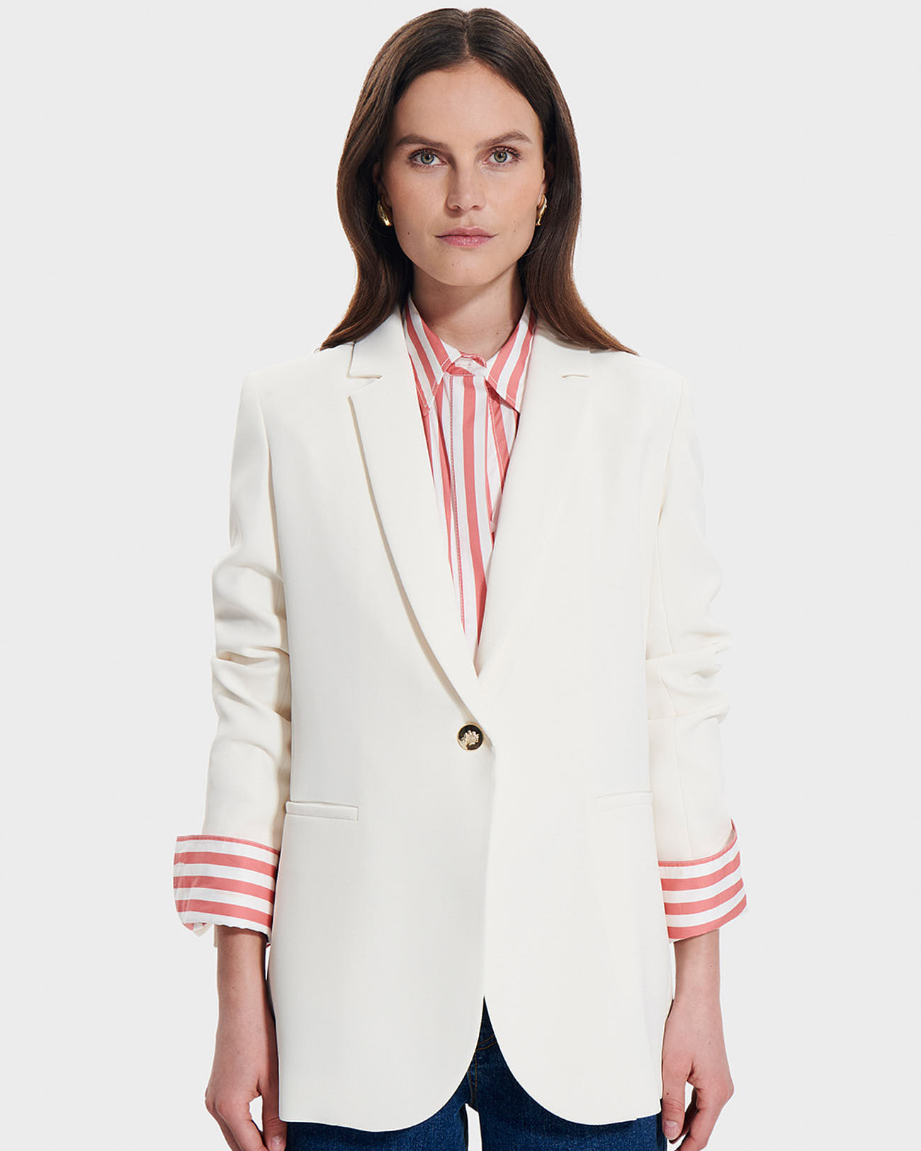 Victorina jacket Ecru crepe suit jacket ZAPA