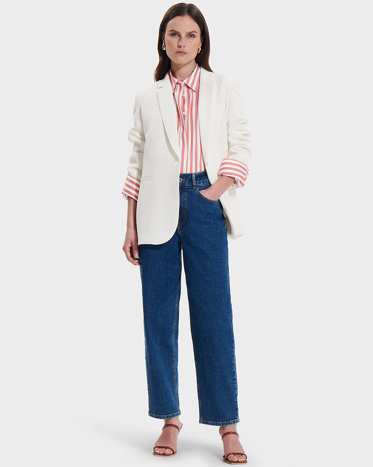 Victorina jacket Ecru crepe suit jacket ZAPA