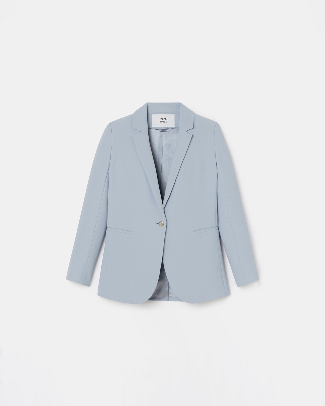 Victorina Jacket Sky blue crepe suit jacket ZAPA