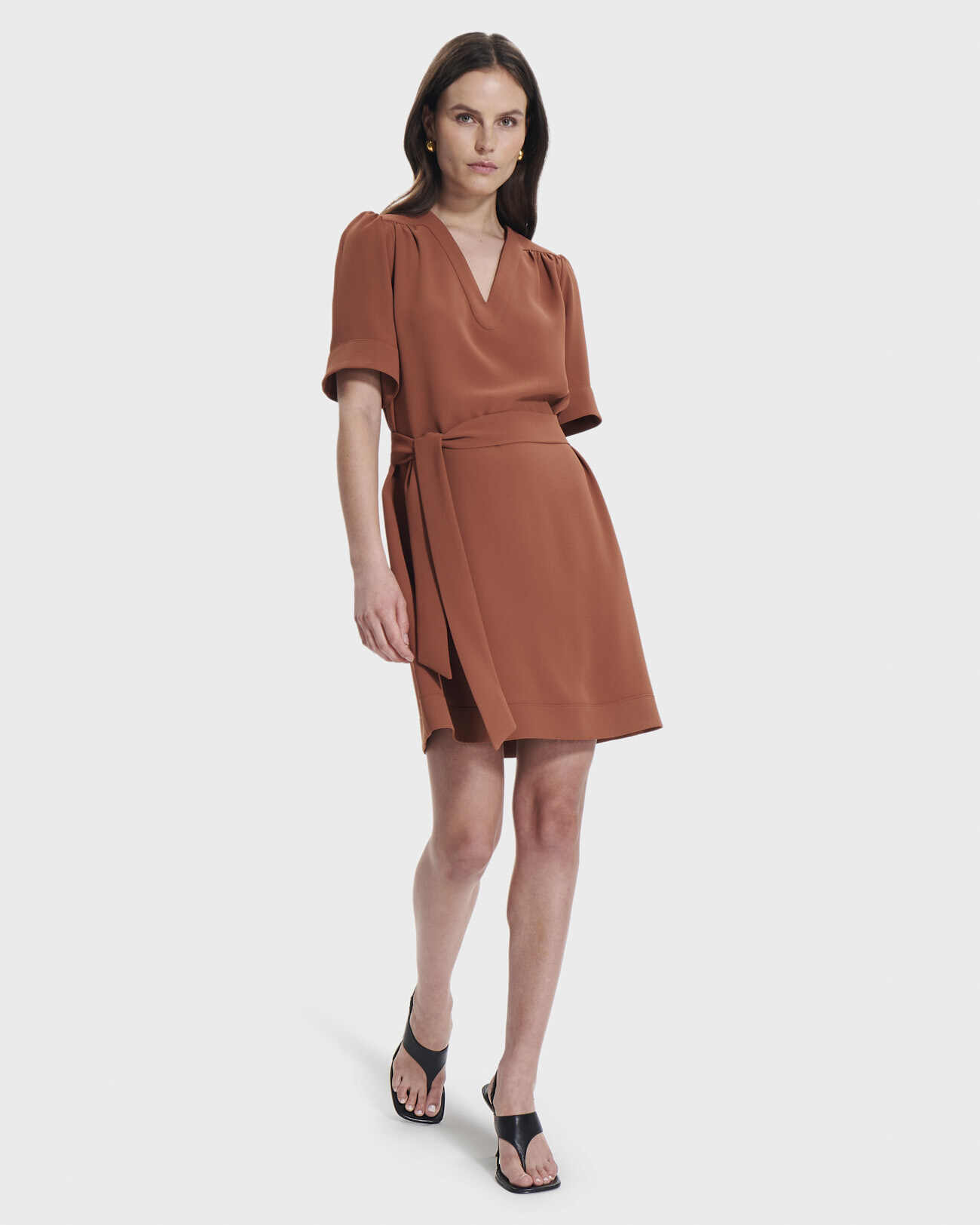 Retie dress Rust fitted straight dress ZAPA