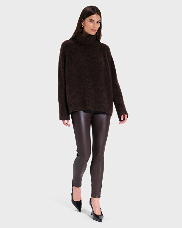 Piya Pants Chocolate Skinny Leather Pants ZAPA