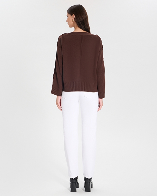 Nili sweater Chocolate boat neck sweater ZAPA