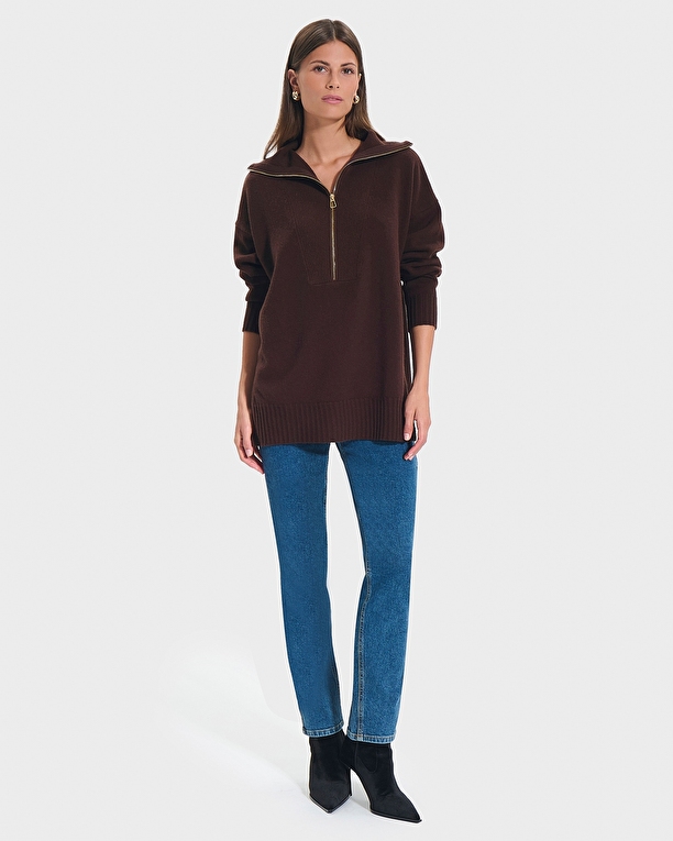 Nabu sweater Mid-length chocolate sweater ZAPA