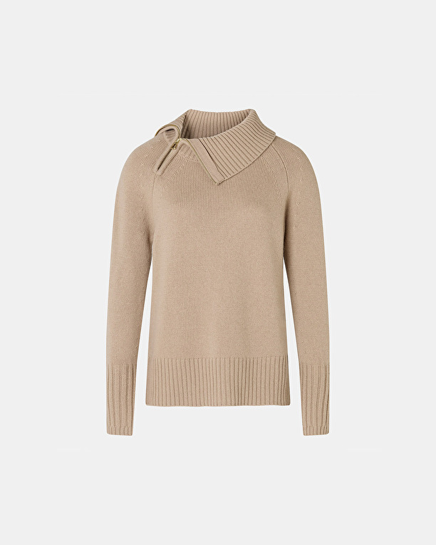 Nuala sweater Camel asymmetrical collar sweater ZAPA