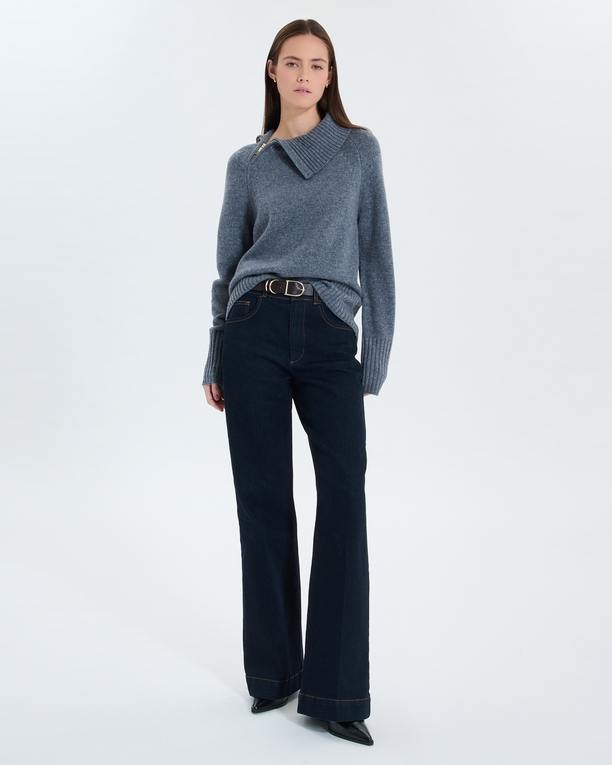 Nuala sweater Gray wool hooded sweater ZAPA