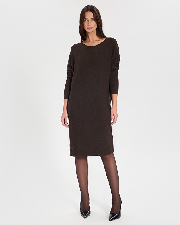 Rendy knit dress Chocolate knit mid-length dress ZAPA