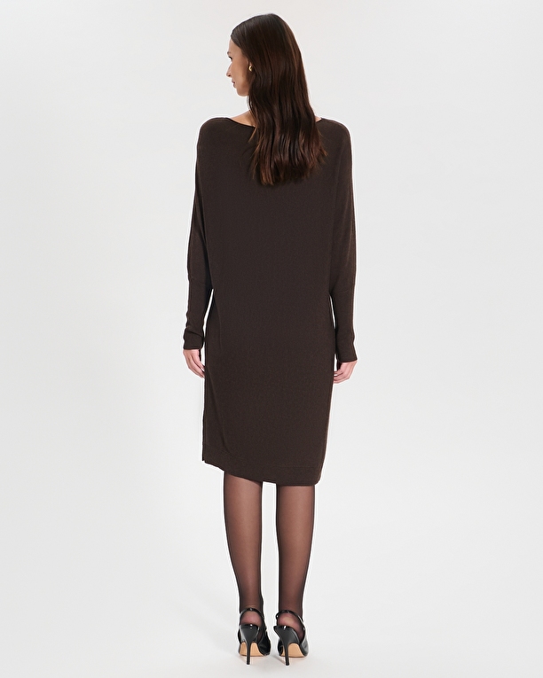 Rendy knit dress Chocolate knit mid-length dress ZAPA