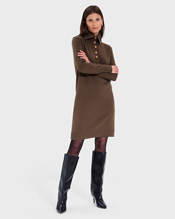 Ruriel Dress Khaki Knit Dress ZAPA