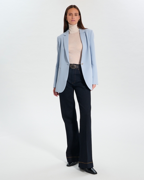 Victorina Jacket Sky blue crepe suit jacket ZAPA