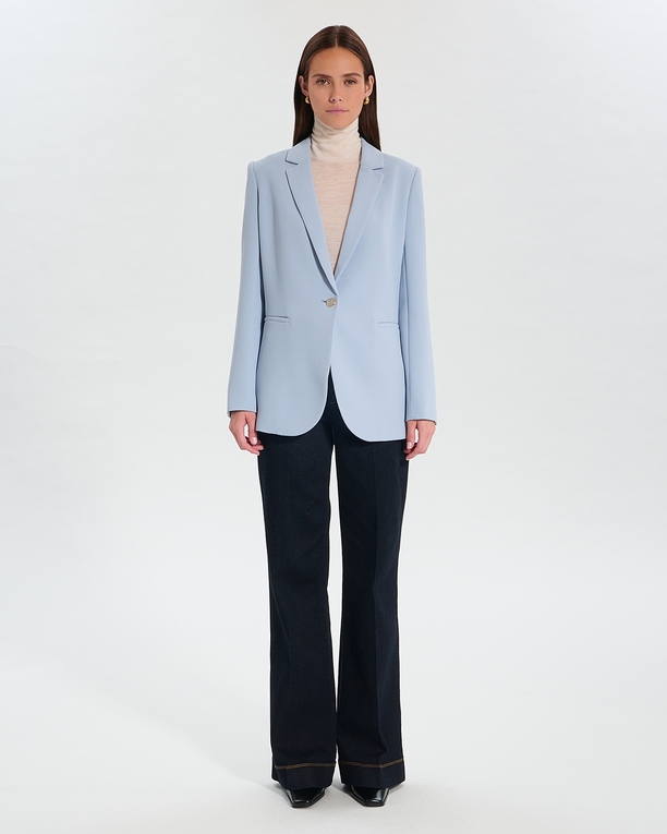 Victorina Jacket Sky blue crepe suit jacket ZAPA