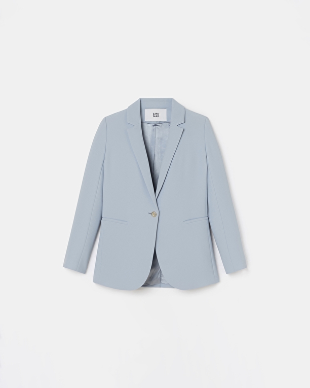 Victorina Jacket Sky blue crepe suit jacket ZAPA