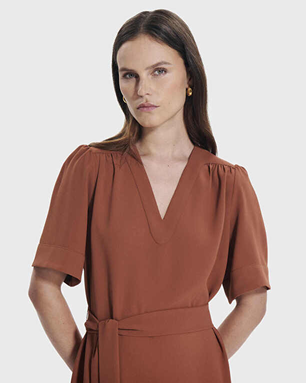 Retie dress Rust fitted straight dress ZAPA