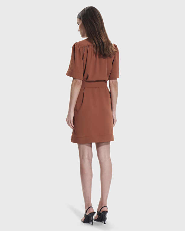 Retie dress Rust fitted straight dress ZAPA
