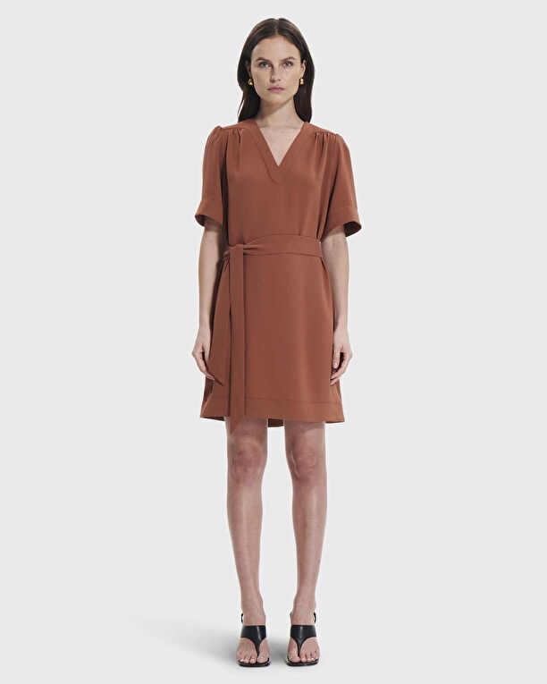 Retie dress Rust fitted straight dress ZAPA