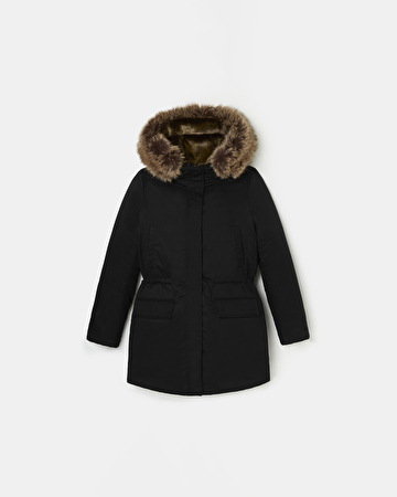 Parka Parsonf Black mid-length parka - Faux fur ZAPA