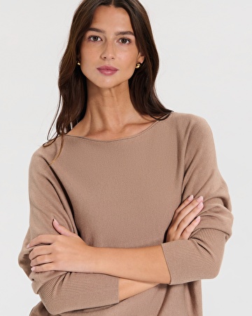 Penseeboat sweater Camel boat-neck sweater ZAPA