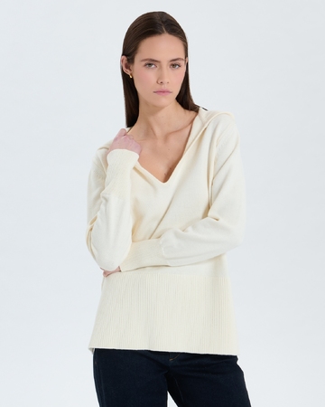 Novalie sweater Ecru hooded sweater ZAPA