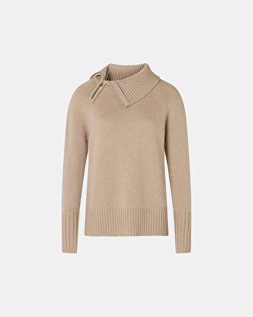 Nuala sweater Camel asymmetrical collar sweater ZAPA
