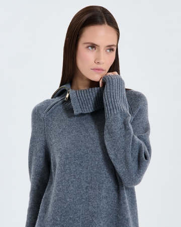 Nuala sweater Gray wool hooded sweater ZAPA
