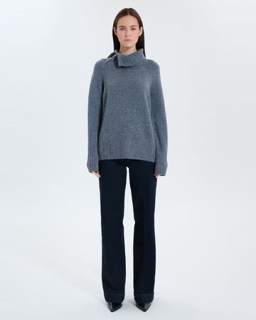 Nuala sweater Gray wool hooded sweater ZAPA
