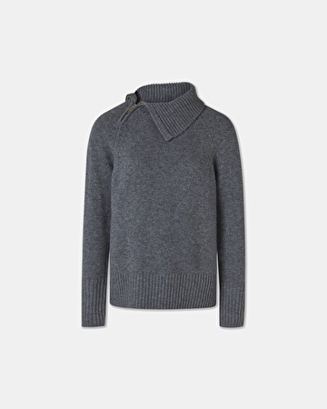 Nuala sweater Gray wool hooded sweater ZAPA
