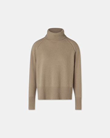 Nefeli Sweater Camel Loose Turtleneck Sweater ZAPA