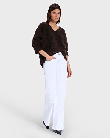 Nuvola sweater Chocolate V-neck sweater ZAPA