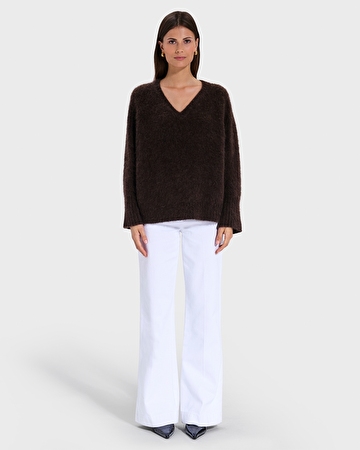 Nuvola sweater Chocolate V-neck sweater ZAPA