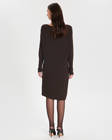 Rendy knit dress Chocolate knit mid-length dress ZAPA