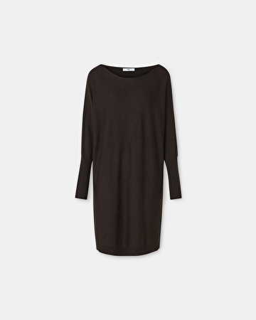 Rendy knit dress Chocolate knit mid-length dress ZAPA