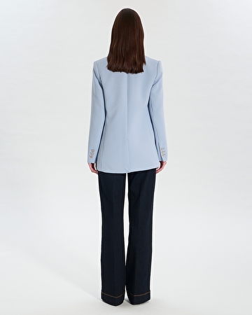 Victorina Jacket Sky blue crepe suit jacket ZAPA