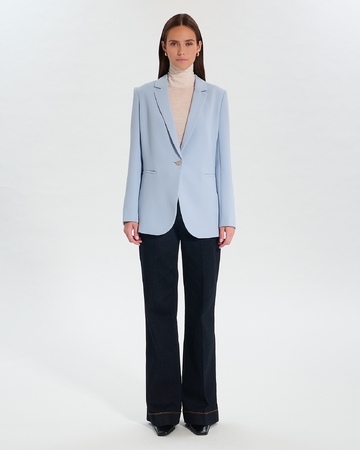 Victorina Jacket Sky blue crepe suit jacket ZAPA
