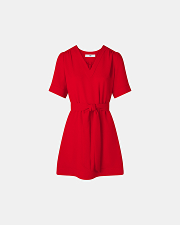 Retie dress Red fitted straight dress ZAPA