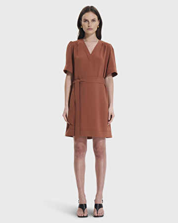 Retie dress Rust fitted straight dress ZAPA