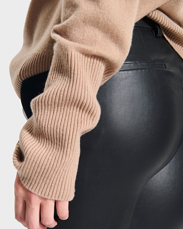 Plaisir pants Black leather straight-leg trousers ZAPA