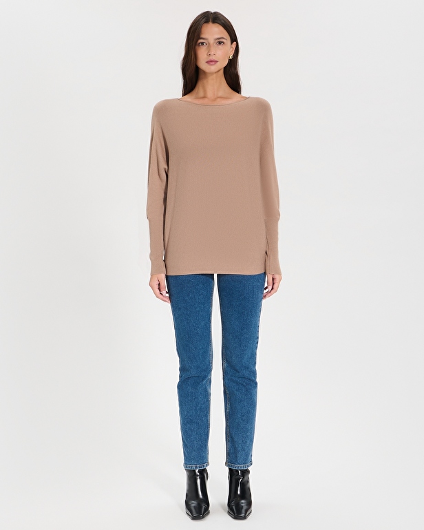 Penseeboat sweater Camel boat-neck sweater ZAPA