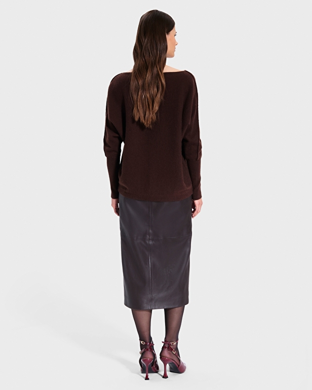 Penseeboat Sweater Chocolate Boat Neck Sweater ZAPA